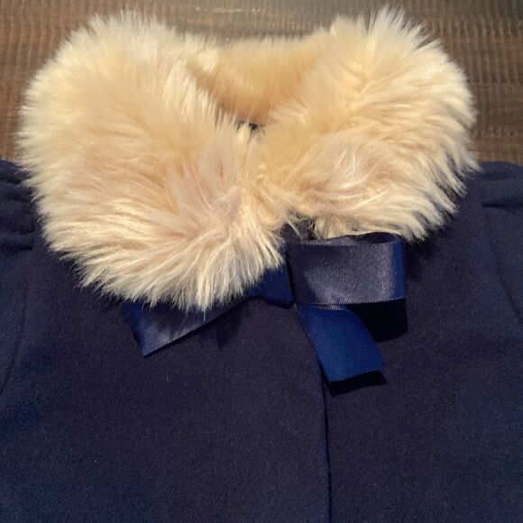 Girl Dark Marine Faux Fur Collar Coat by Janie and Jack 12-18 month - Picture 2 of 10